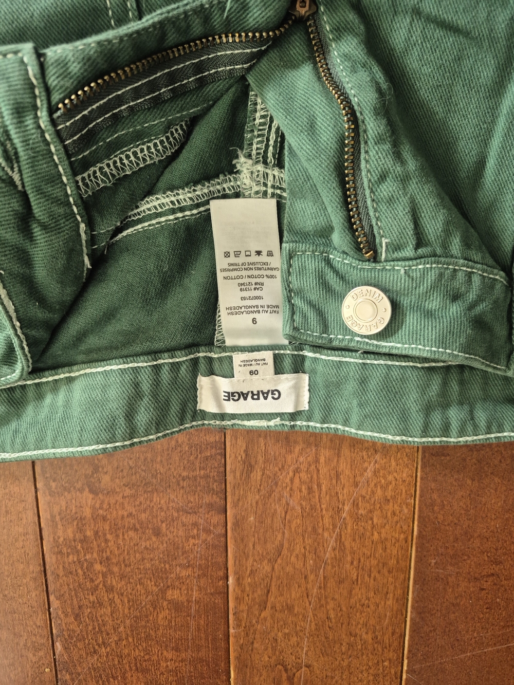 Garage Green Carpenter-Style Wide Leg Pants Size 9 - Picture 4 of 6